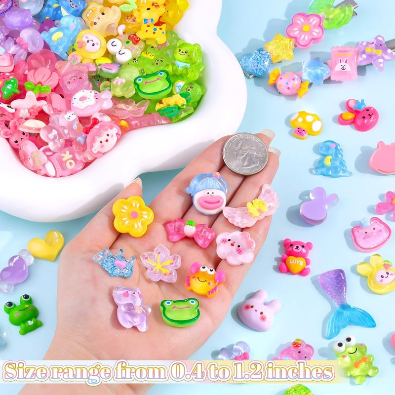 Glitzest 150PCS TINKRSTUFF Slime Charms Jelly Cute Flatback Resin Charms For Slime, Random Kawaii Decoden Charm for Embellishments Phone Junk Case Charms Bulk, Scrapbooking Crafting & DIY Decor(6 Color Series) - Image 2